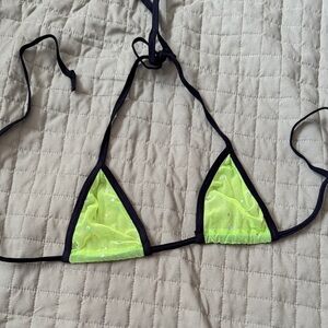 Neon Green Sequin Triangle Bikini Top